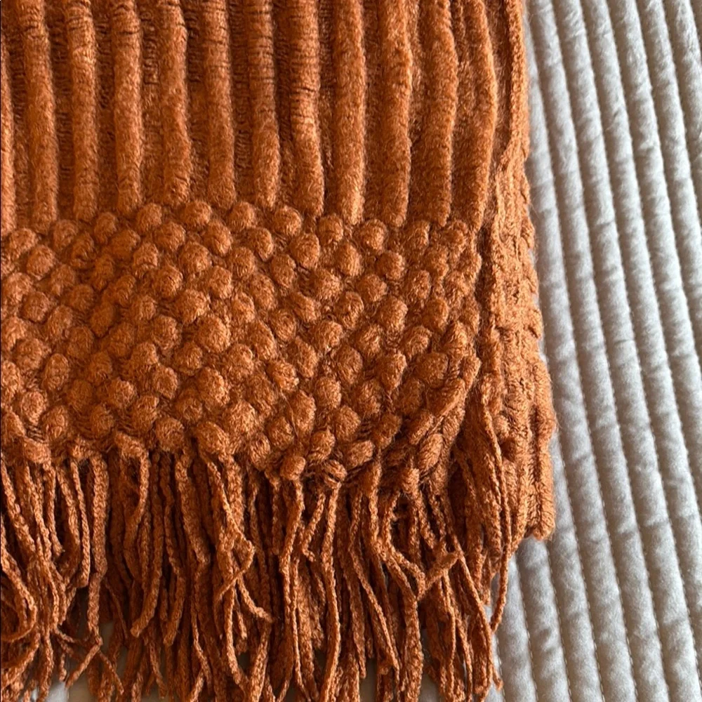 Cozy Orange Brown Knit Throw